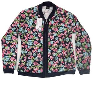 Daily Sports Jacket Womens XL Multicolor Floral Full Zip Golf Pickleball Tennis‎